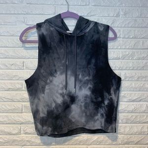 Gray Tie Dye Crop Tank Top